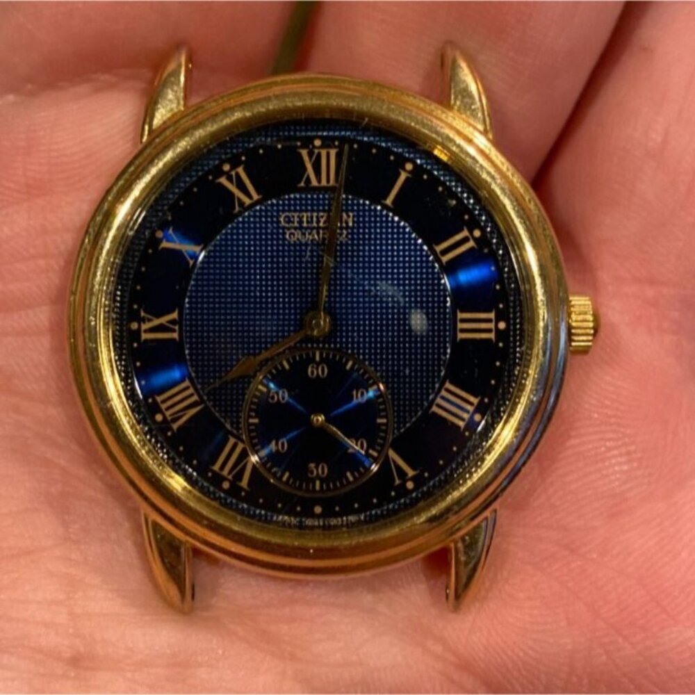 Citizen Watch Men 36mm Blue Dial Gold Tone Small Seconds 6045-G13648 TOP ONLY